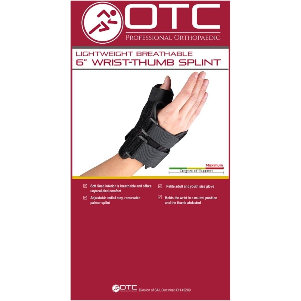 OTC 2086L-M 6" Wrist - Thumb Splint, Left Hand, Black, Medium New in Package!